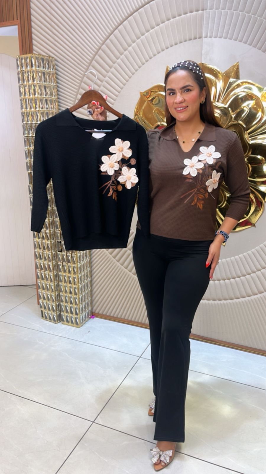 T-Shirt With Flower Embroidery Work PC1644