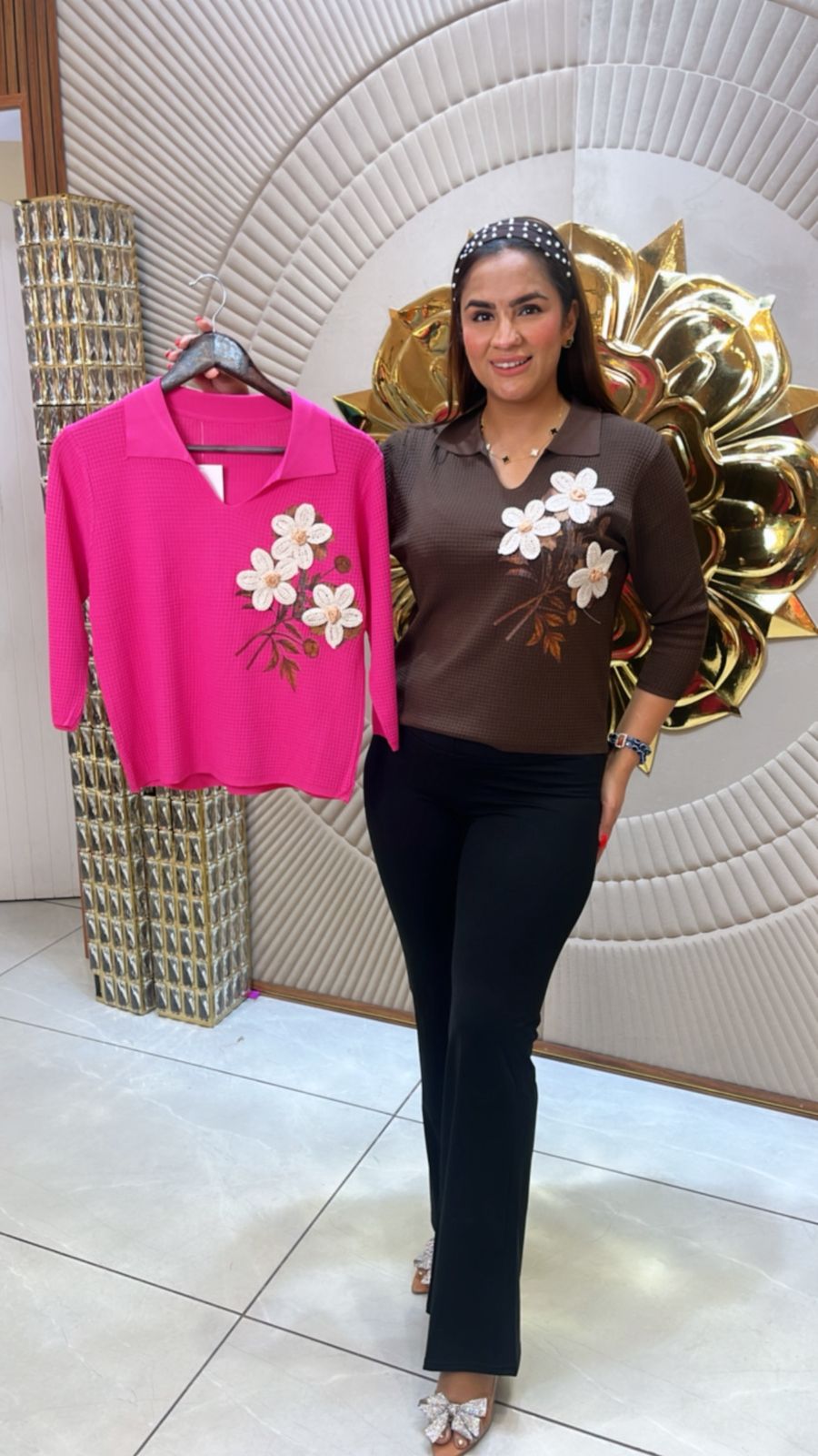 T-Shirt With Flower Embroidery Work PC1644