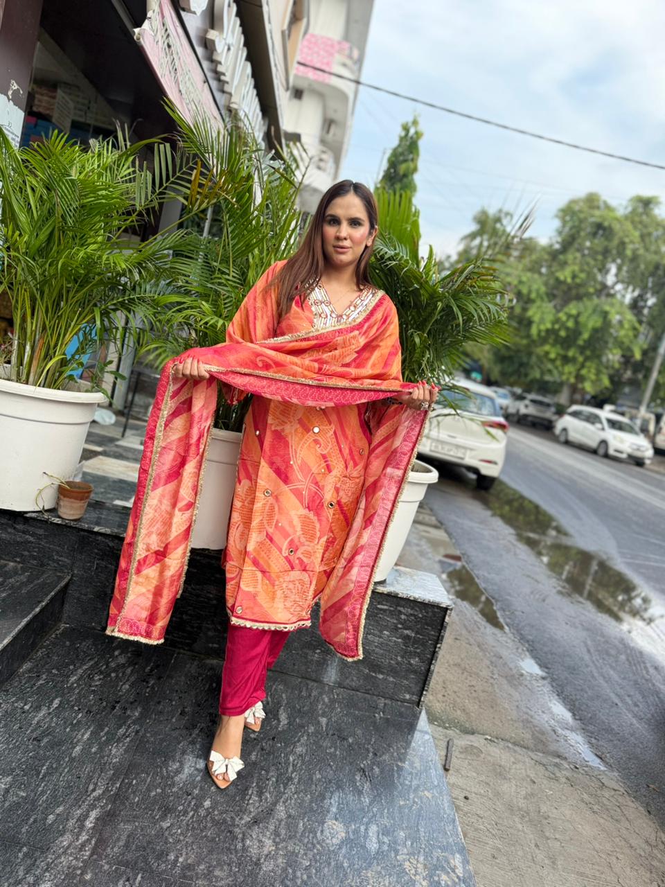 Stunning Suit With Mirror Work PC1661