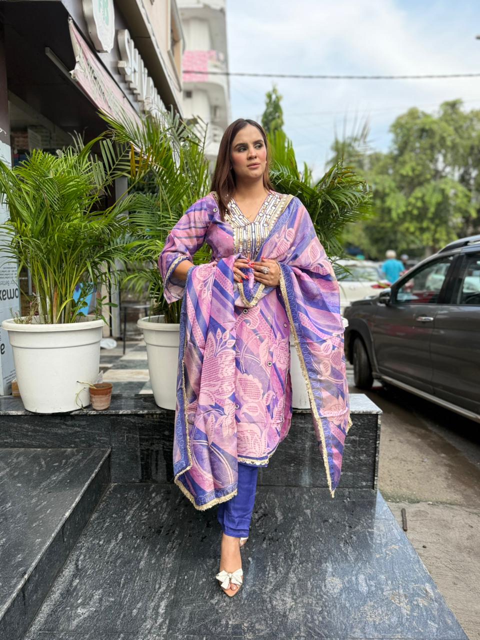 Stunning Suit With Mirror Work PC1661