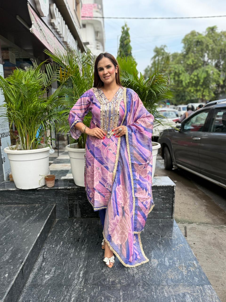 Stunning Suit With Mirror Work PC1661