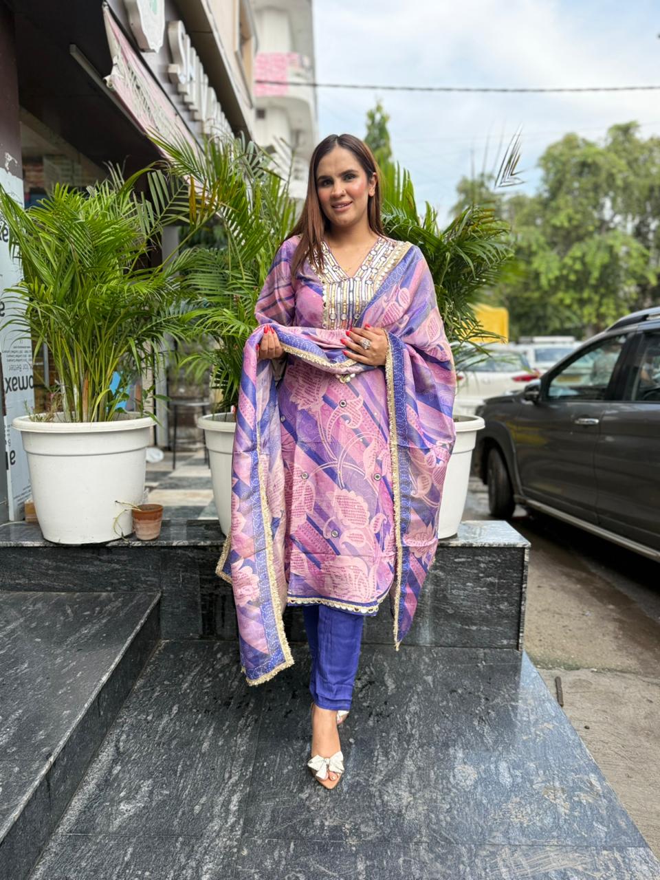 Stunning Suit With Mirror Work PC1661
