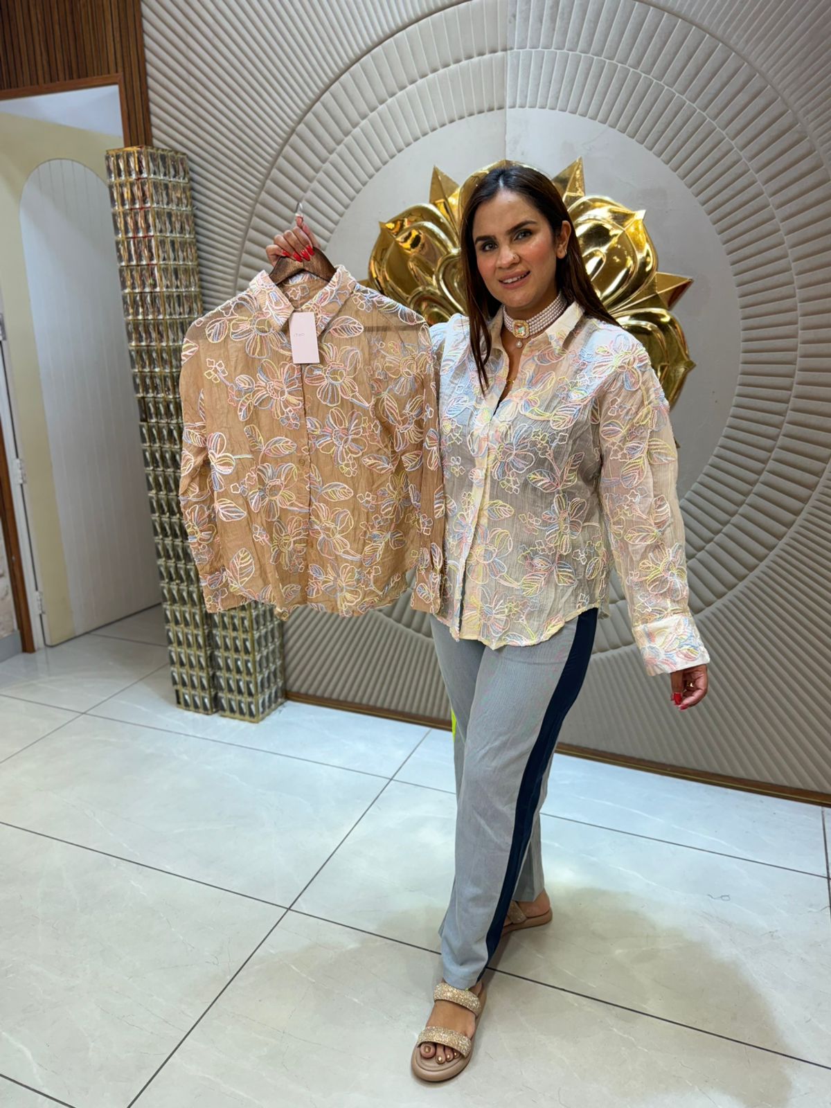 Beautiful Shirt With Embroidery Work PC1677