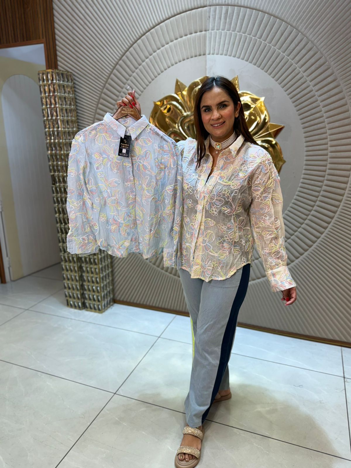 Beautiful Shirt With Embroidery Work PC1677