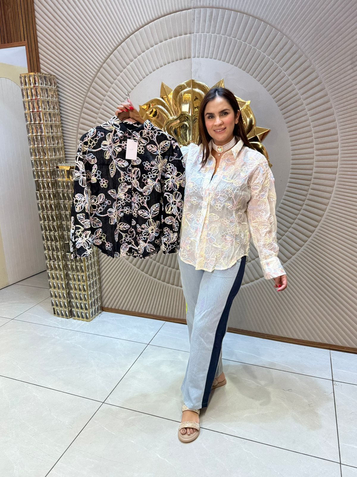 Beautiful Shirt With Embroidery Work PC1677