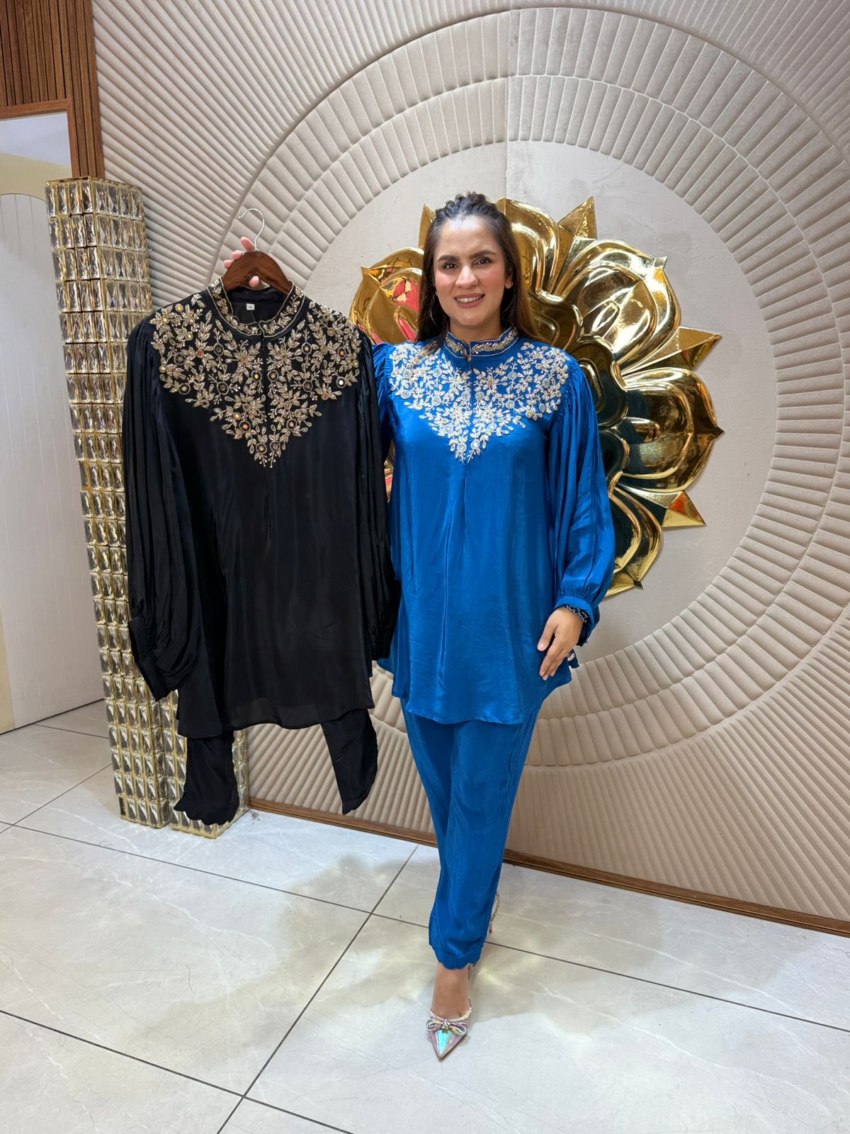 Very Pretty Cordset With Designer Neck Work PC1686