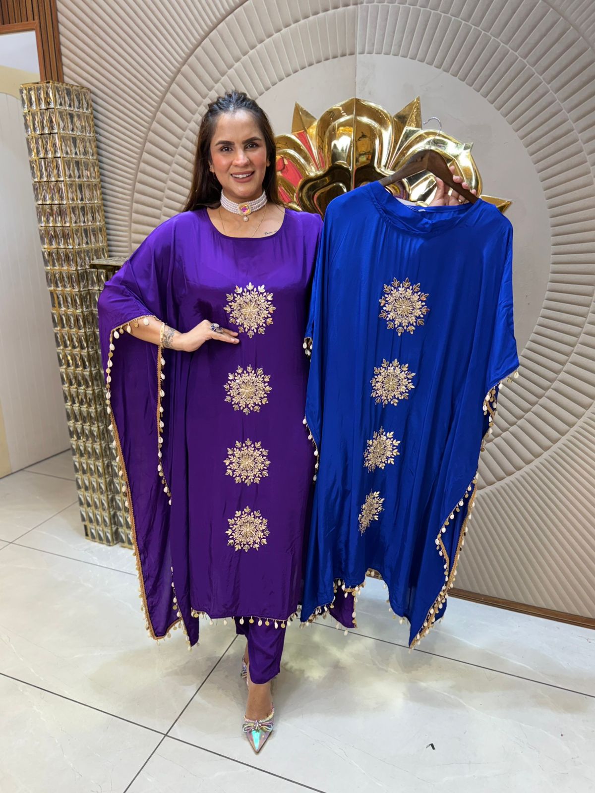Pretty Kaaftan Set With Front Work PC1688