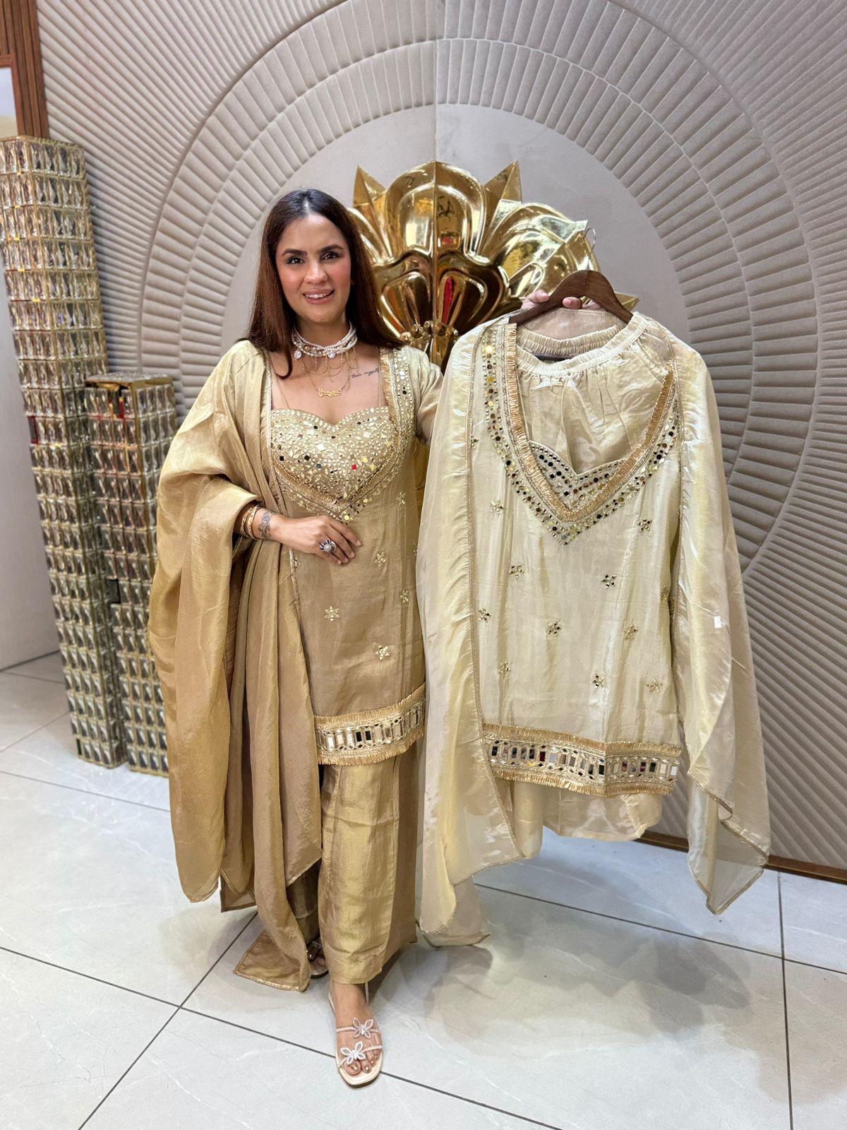 Stunning Suit With Mirror Work PC1694