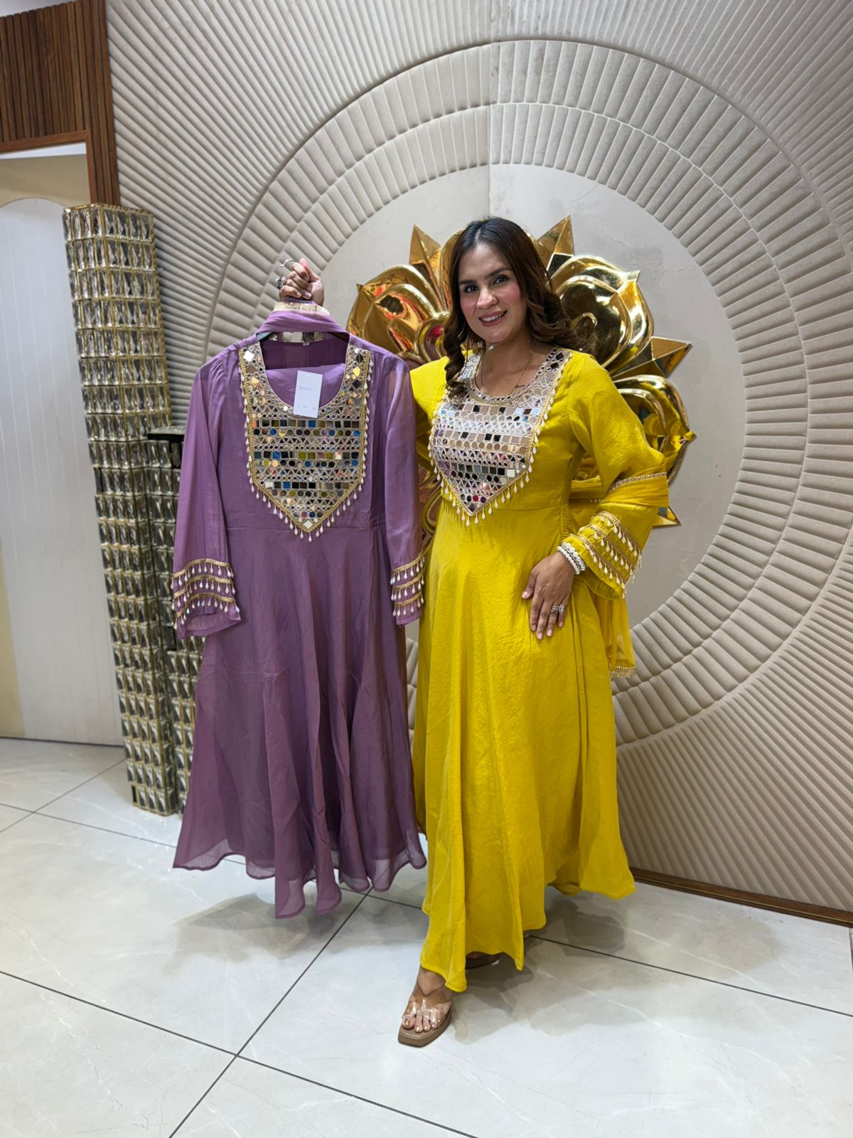 Partywear Suit With Heavy Mirror Work PC1706
