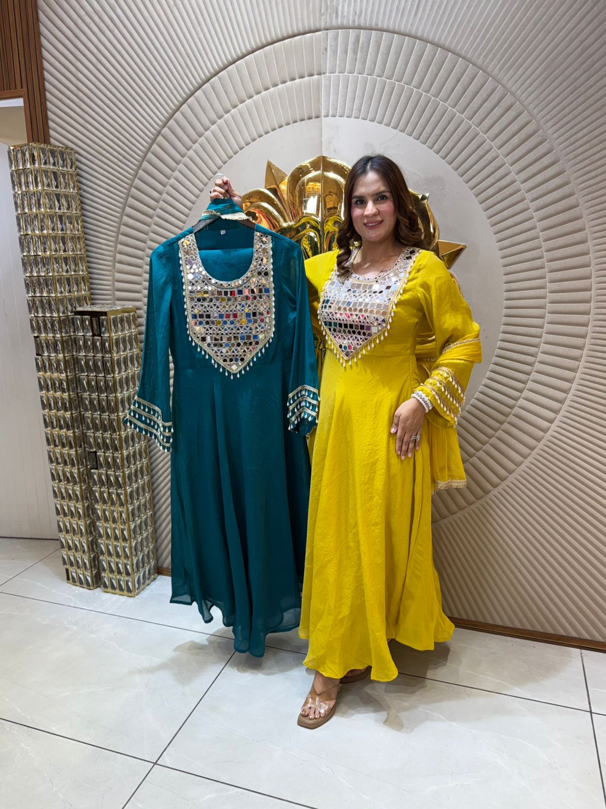 Partywear Suit With Heavy Mirror Work PC1706