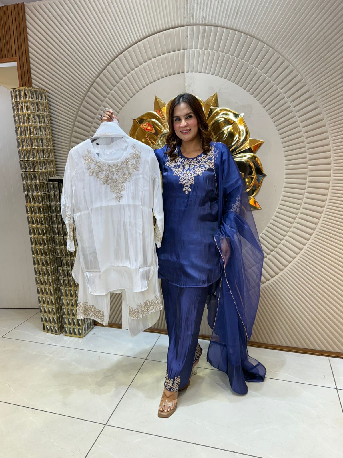 Beautiful Suit With Heavy Embroidery On Neck PC1702