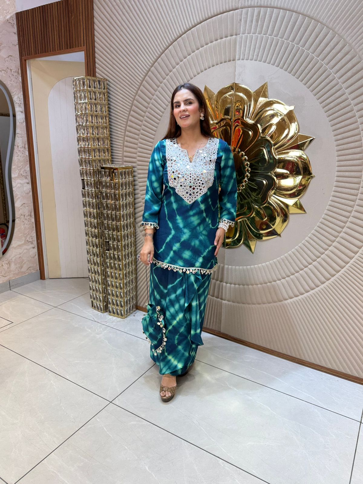 Tie-Die Skirt Set With Potli PC1711