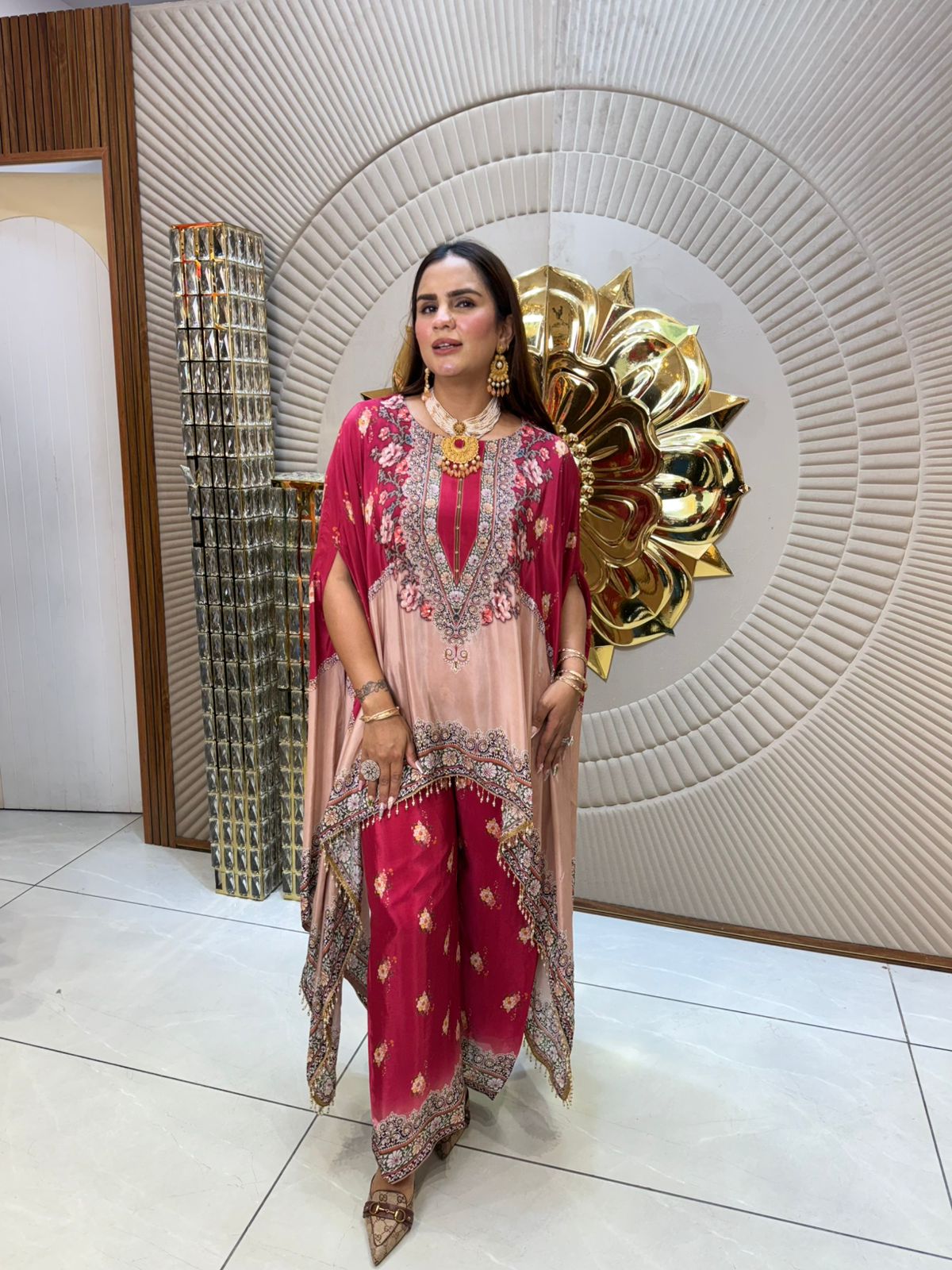 Beautiful Floral Designer Kaftan Co-Ord Set PC1726