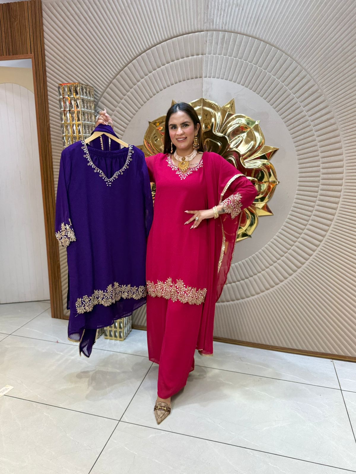 Stunning Suit With Cute Work On Borders And Neck PC1739