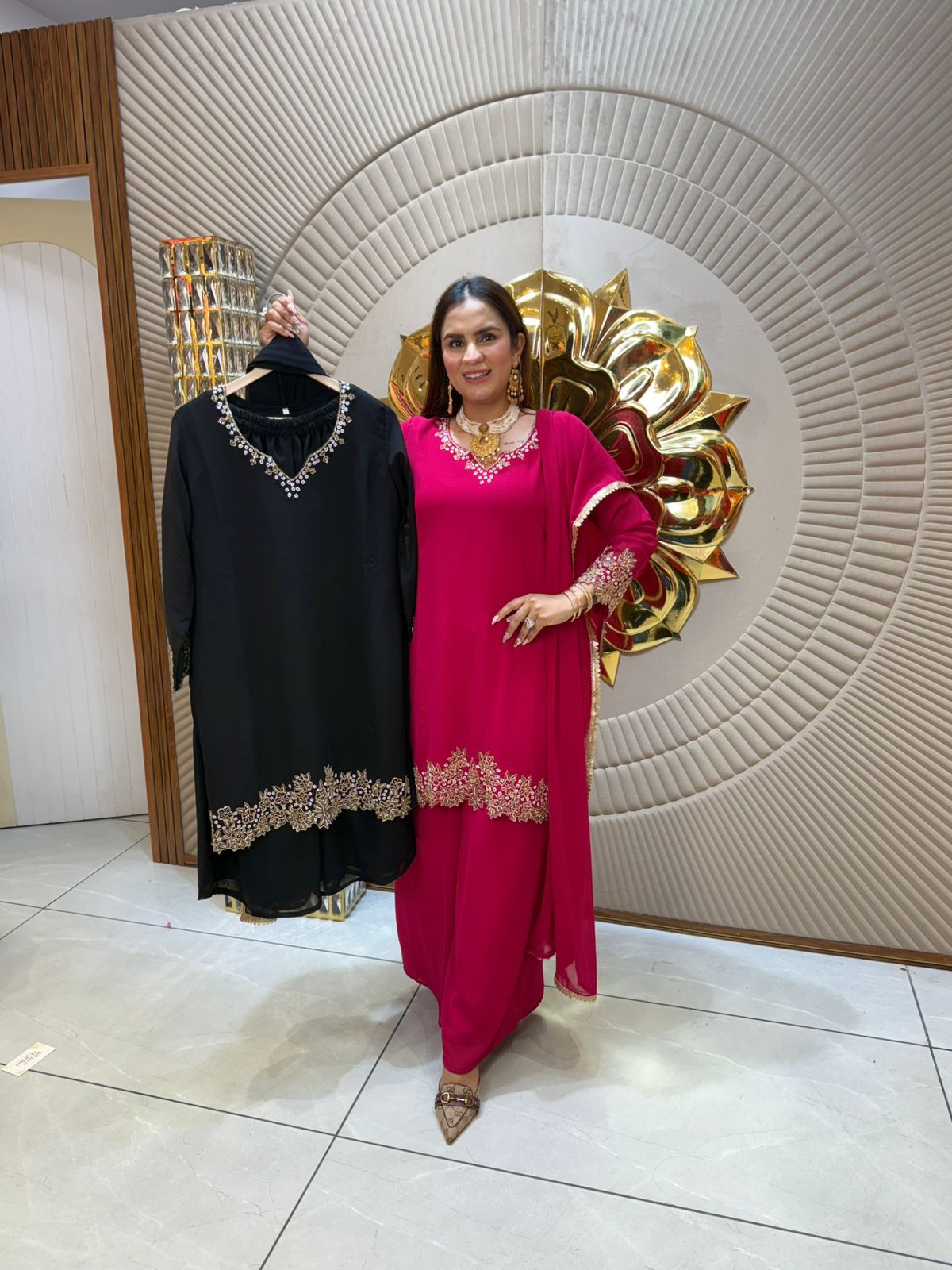 Stunning Suit With Cute Work On Borders And Neck PC1739