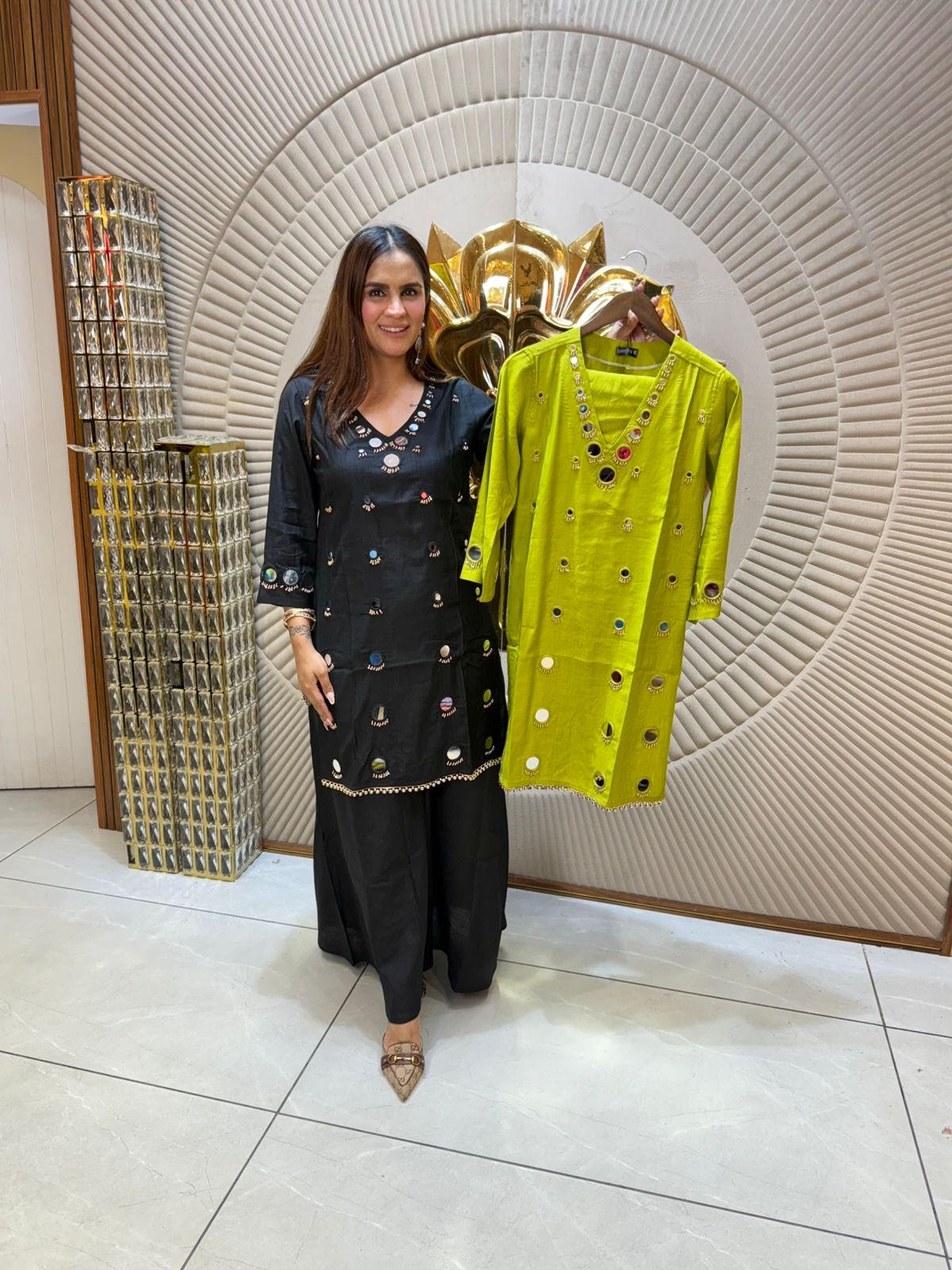 Cotton Cordset With Mirror Work PC1746