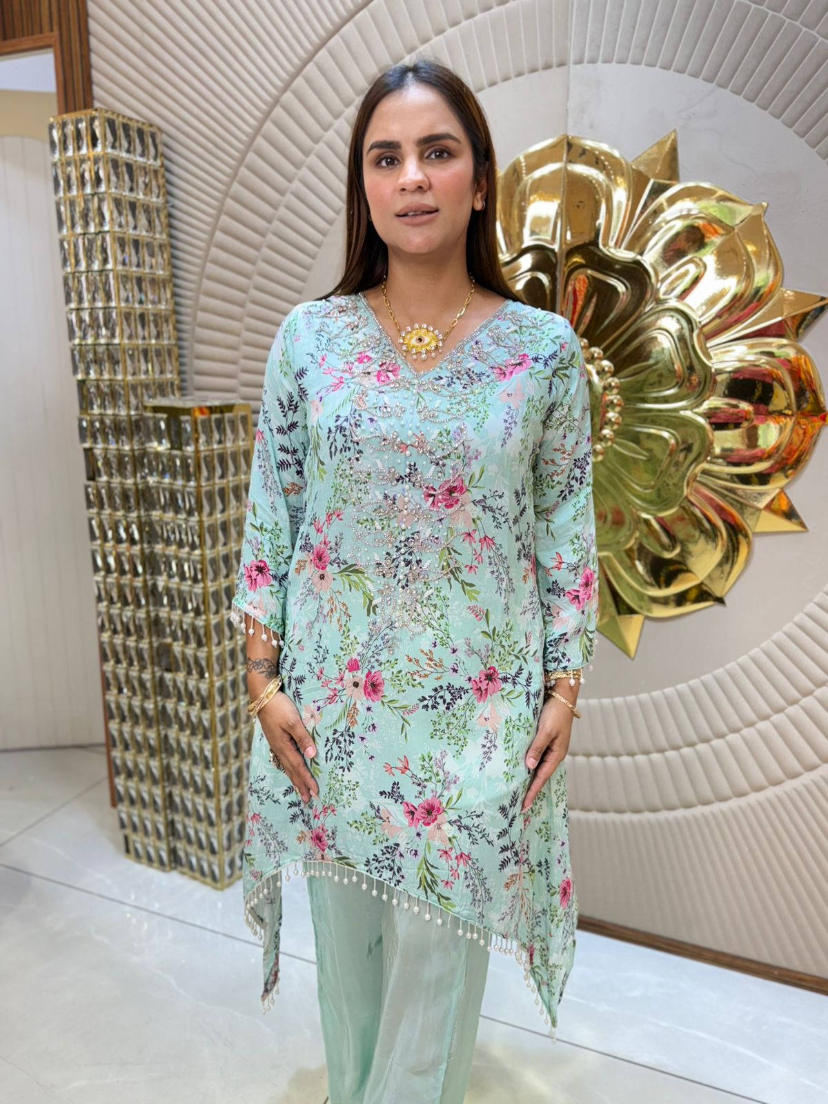 Beautiful Kaftan With Pearl Work PC1772