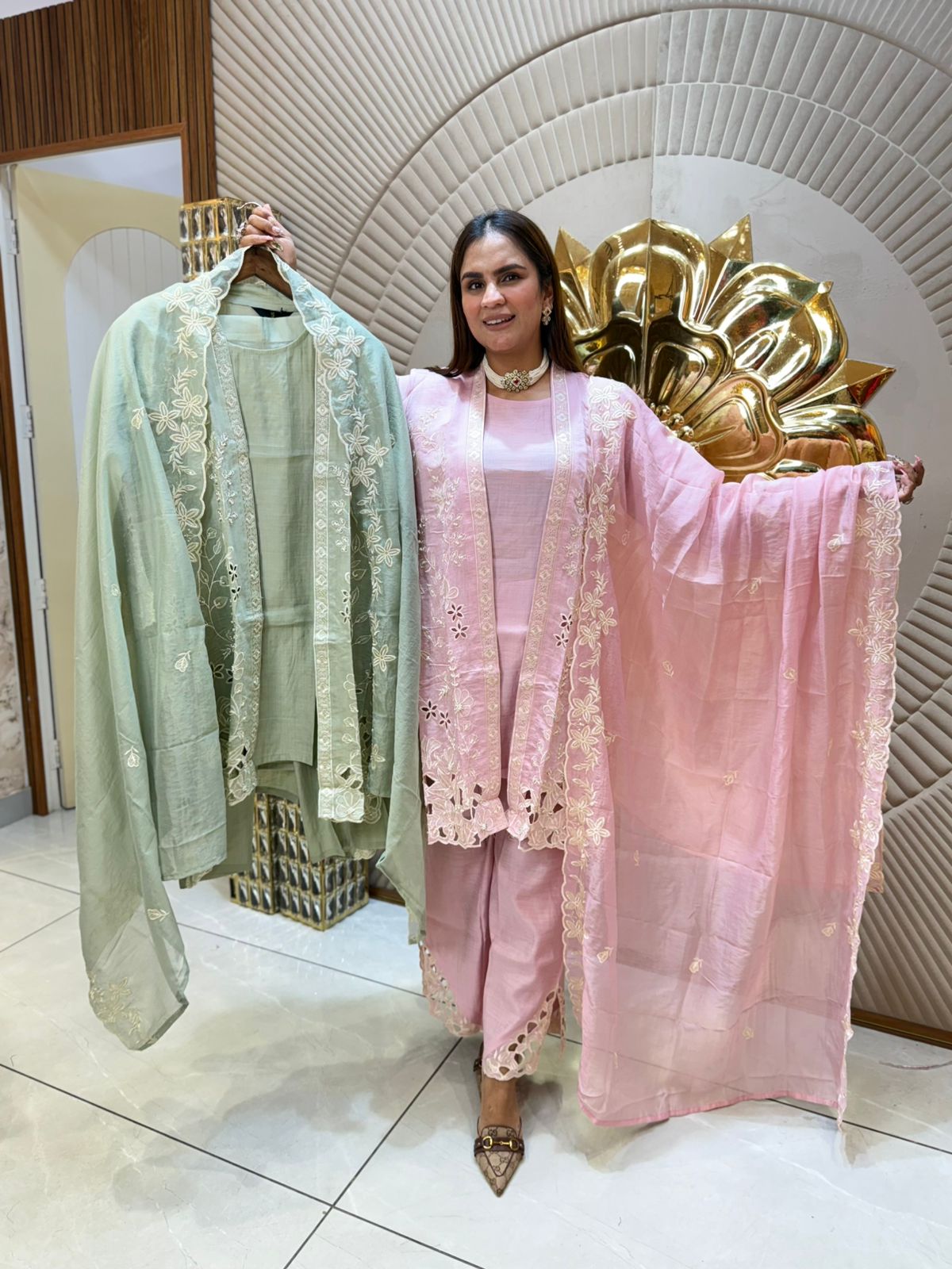 Beautiful Suit With Laser Cut Work PC1777