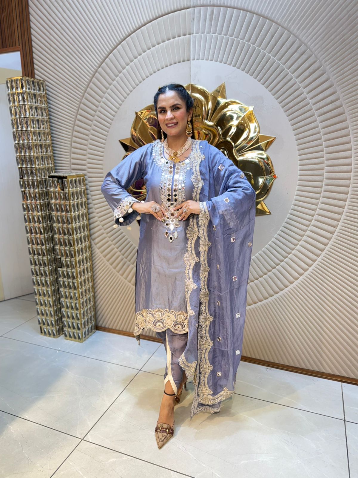 Beautiful Mirror Work Suit PC1788
