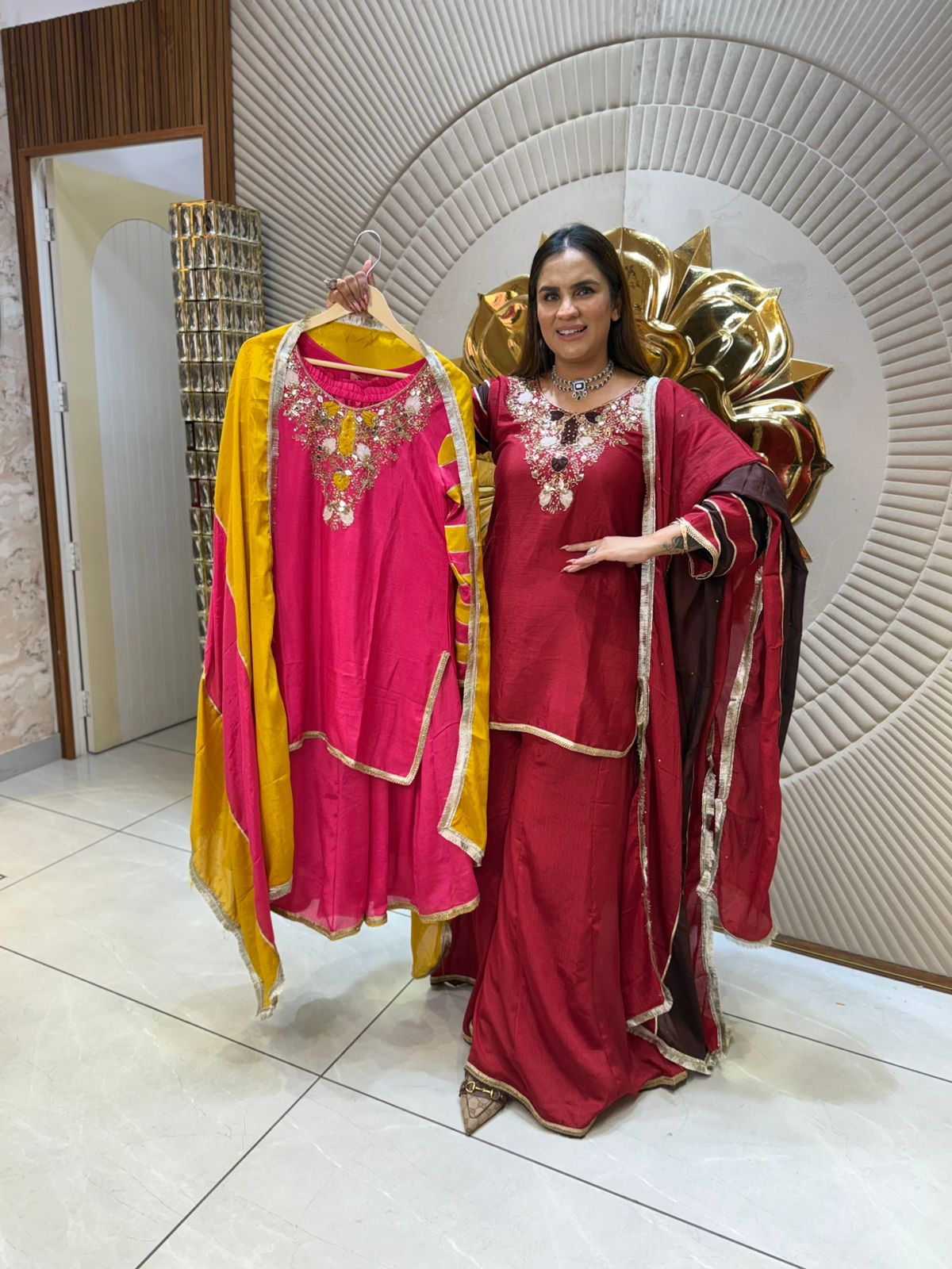 Beautiful Suit With Heavy Neck Work PC1798