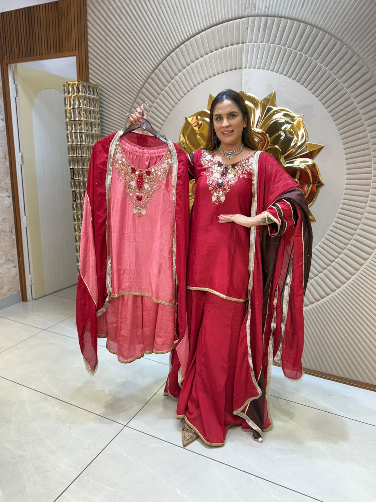 Beautiful Suit With Heavy Neck Work PC1798