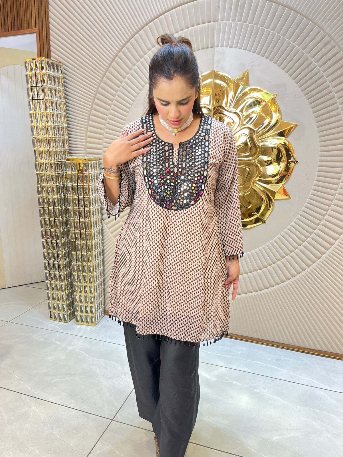 Beautiful Co-Ord Set With Mirror Work PC1810