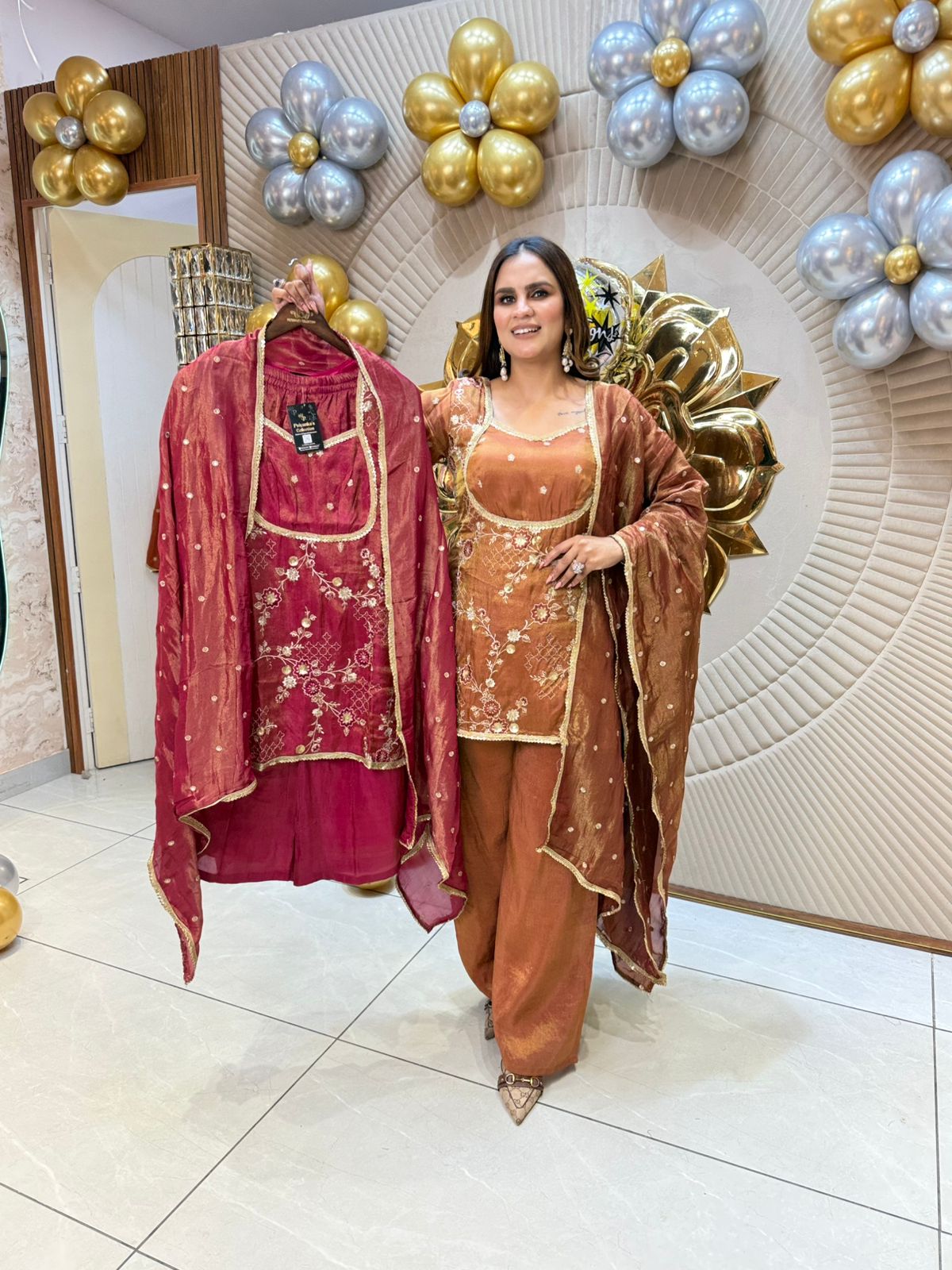 Designer Partywear Suit With Embroidery Work PC1821