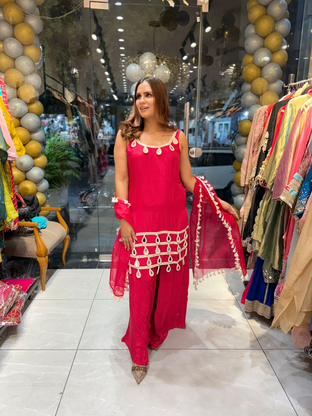 Beautiful Palazzo Suit With Lace Work PC1823