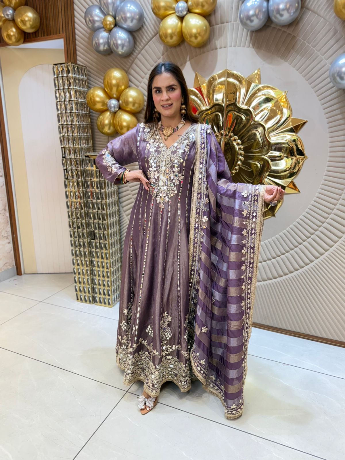 Beautiful Long Suit with Mirror Work PC1832