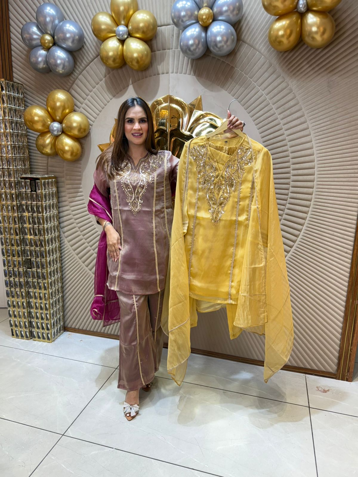 Partywear Suit With Designer Neck PC1836