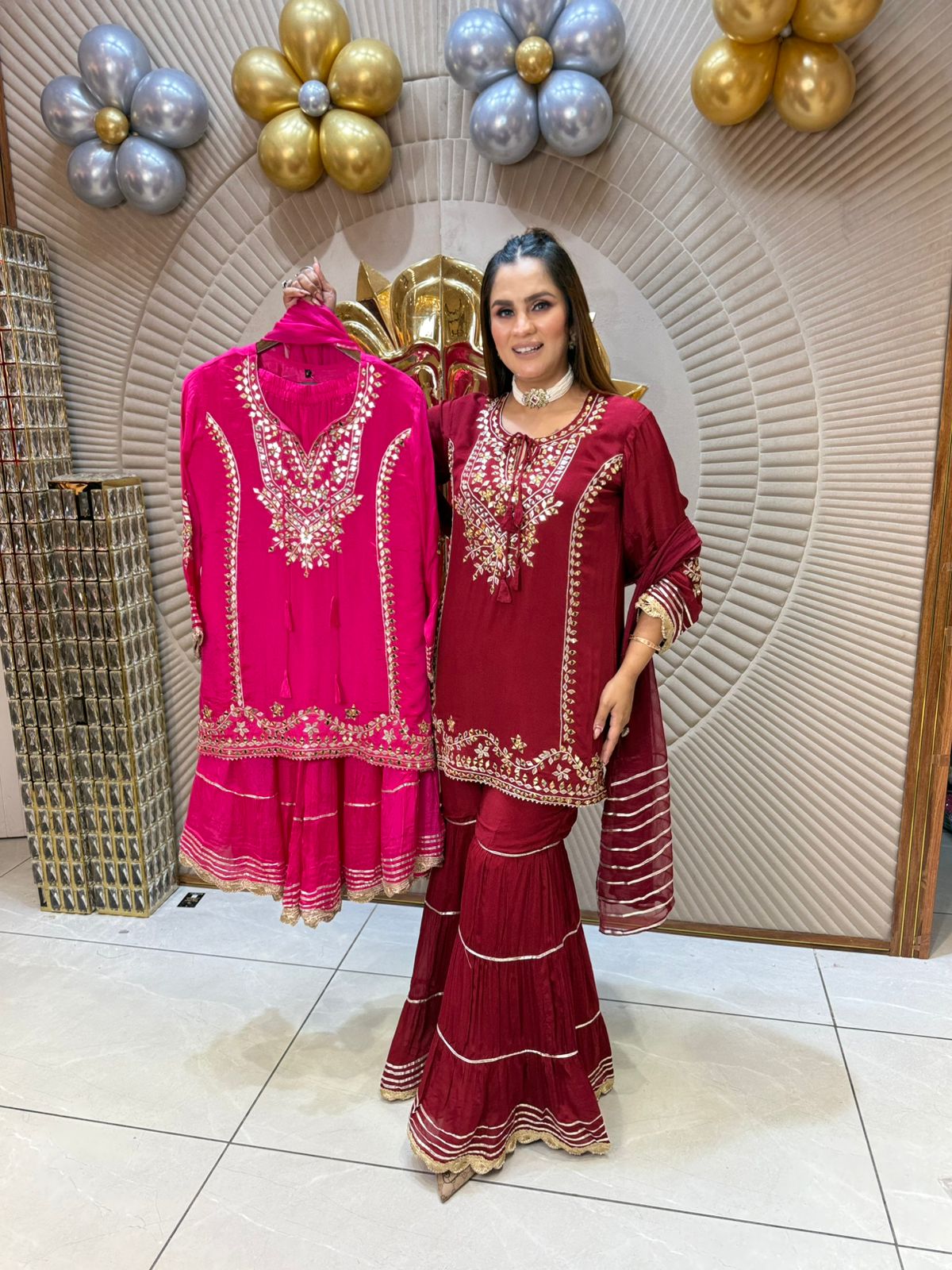Elegant Maroon Sharara Set PC1849