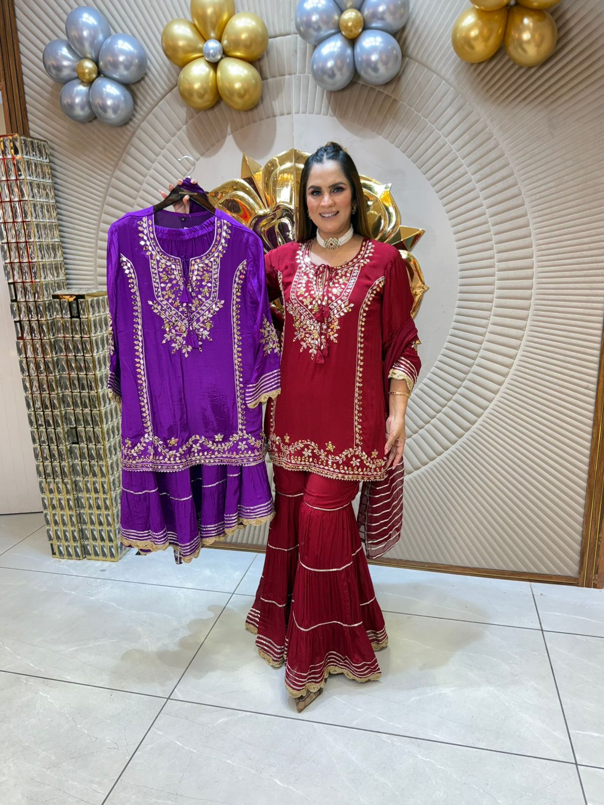 Elegant Maroon Sharara Set PC1849