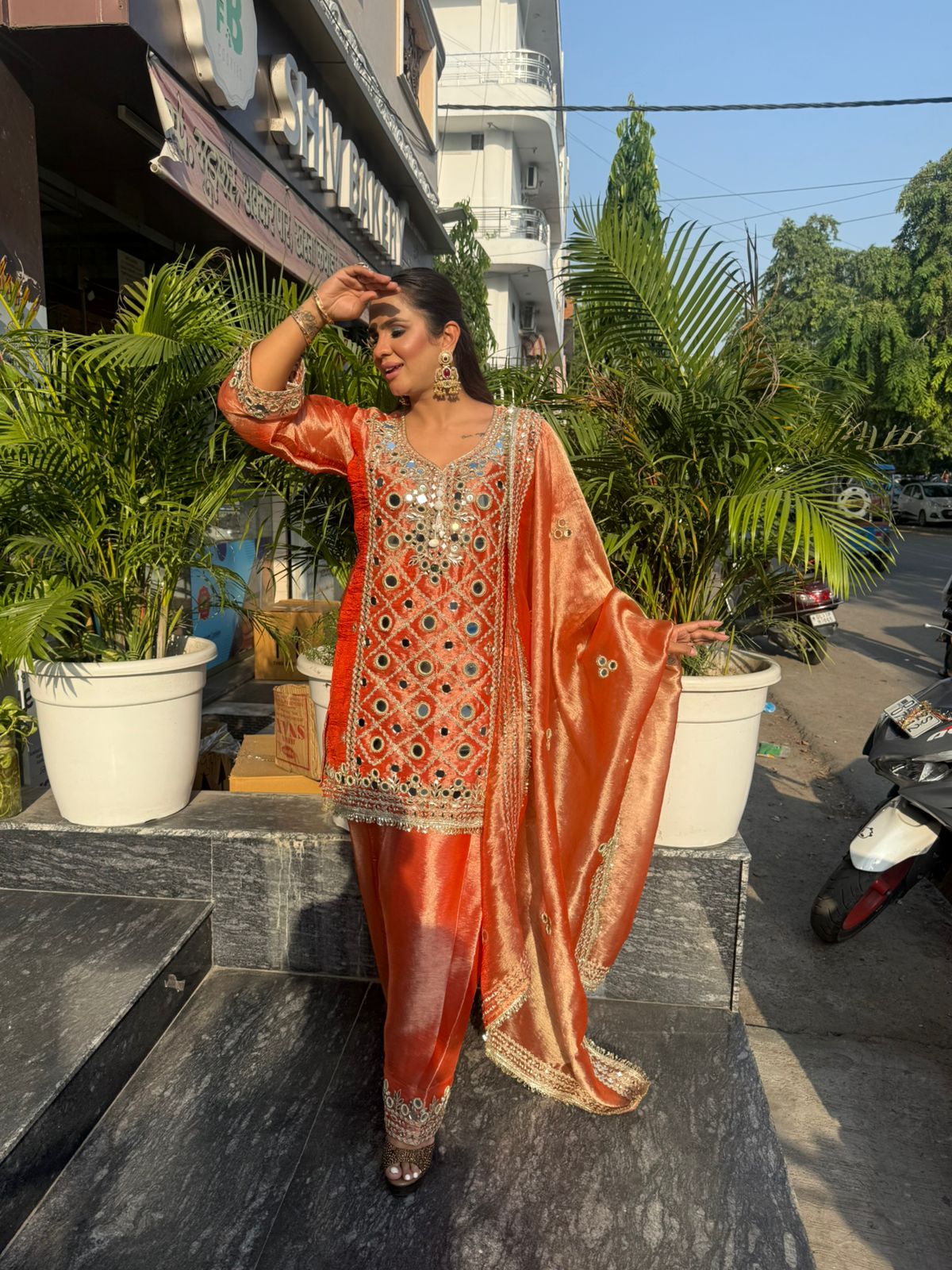 Beautiful Designer Suit With Mirror Work PC1864