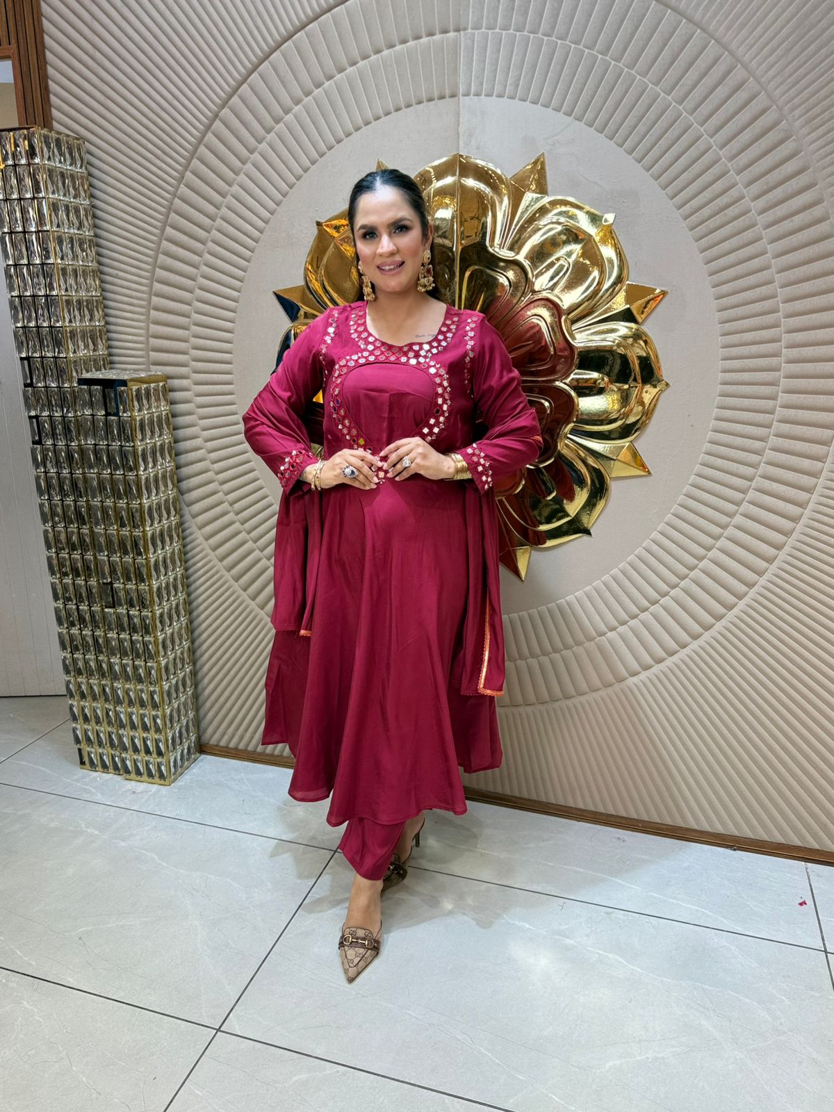 Stylish Mirror Work Kurta Set Wear for Every Occasion PC1866