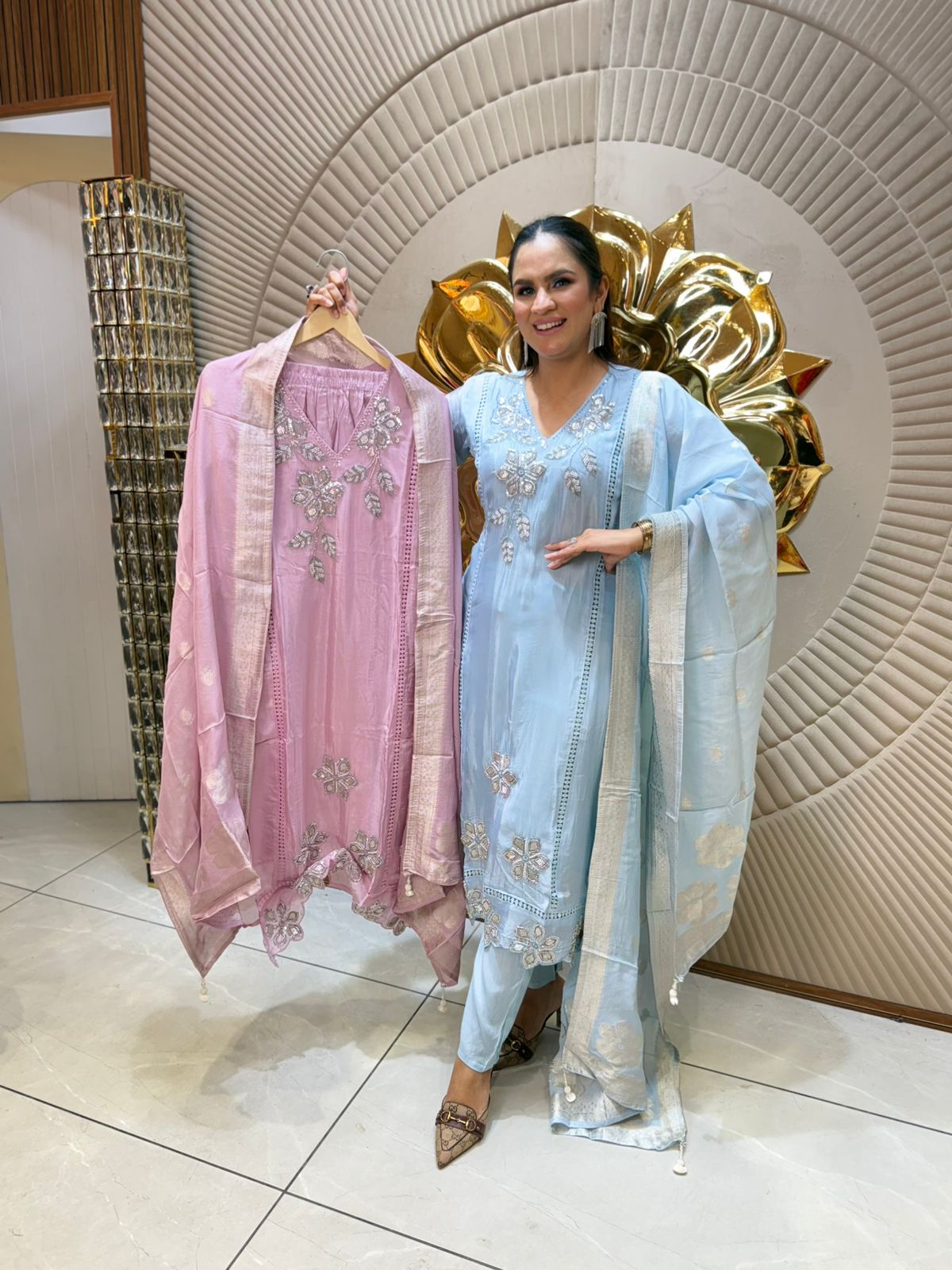 Beautiful Designer Suit With Flower Work PC1873