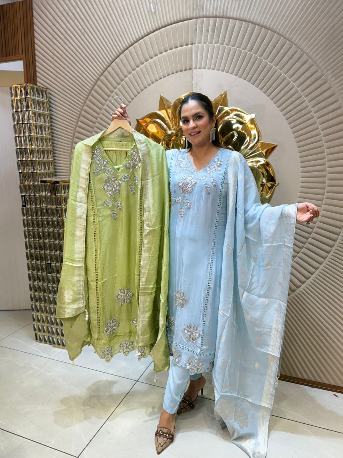 Beautiful Designer Suit With Flower Work PC1873