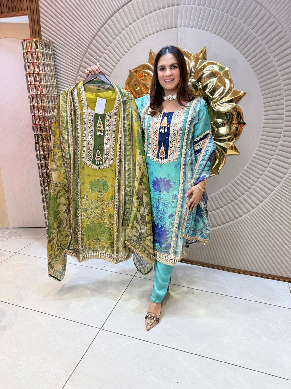 Elegant Traditional Attire with Floral Embroidery PC1880