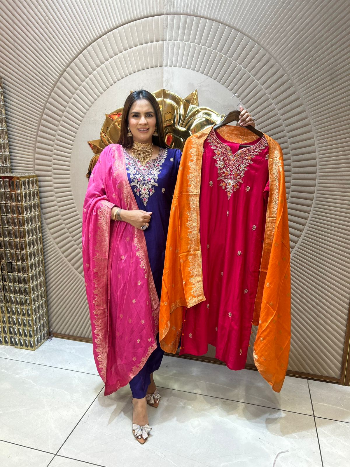 Beautiful Designer Suit With Hand Embroidery PC1888