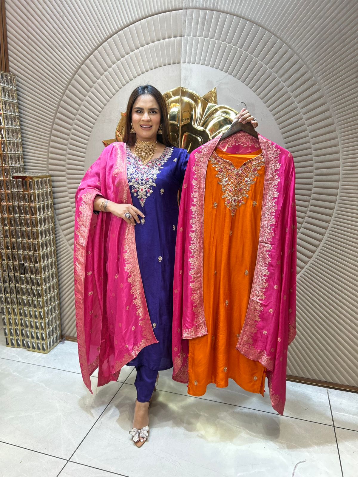 Beautiful Designer Suit With Hand Embroidery PC1888