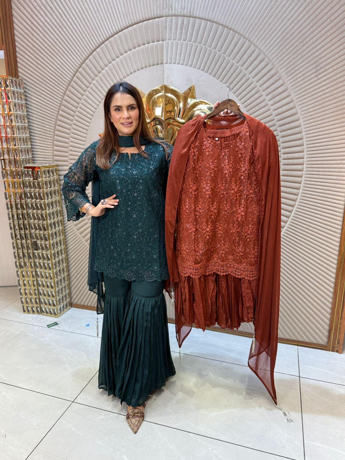 Partywear Sharara Suit With Fully Work PC1895
