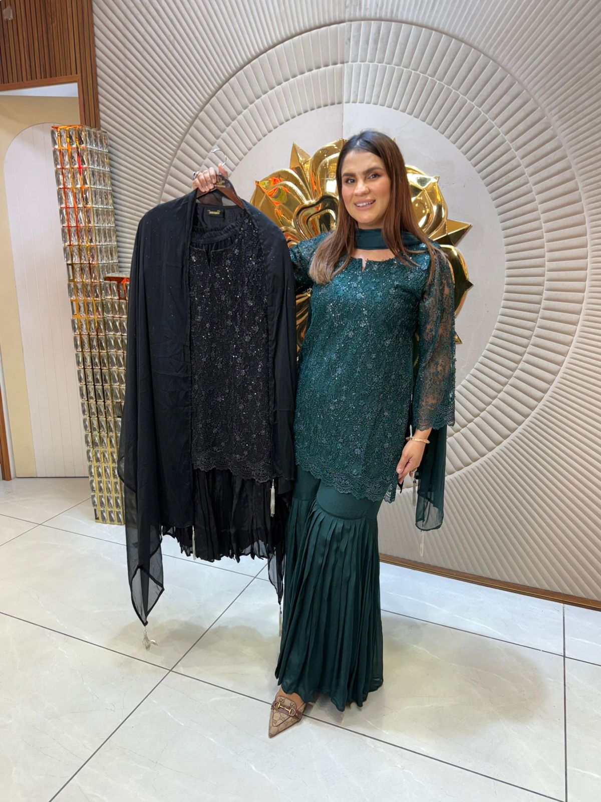 Partywear Sharara Suit With Fully Work PC1895