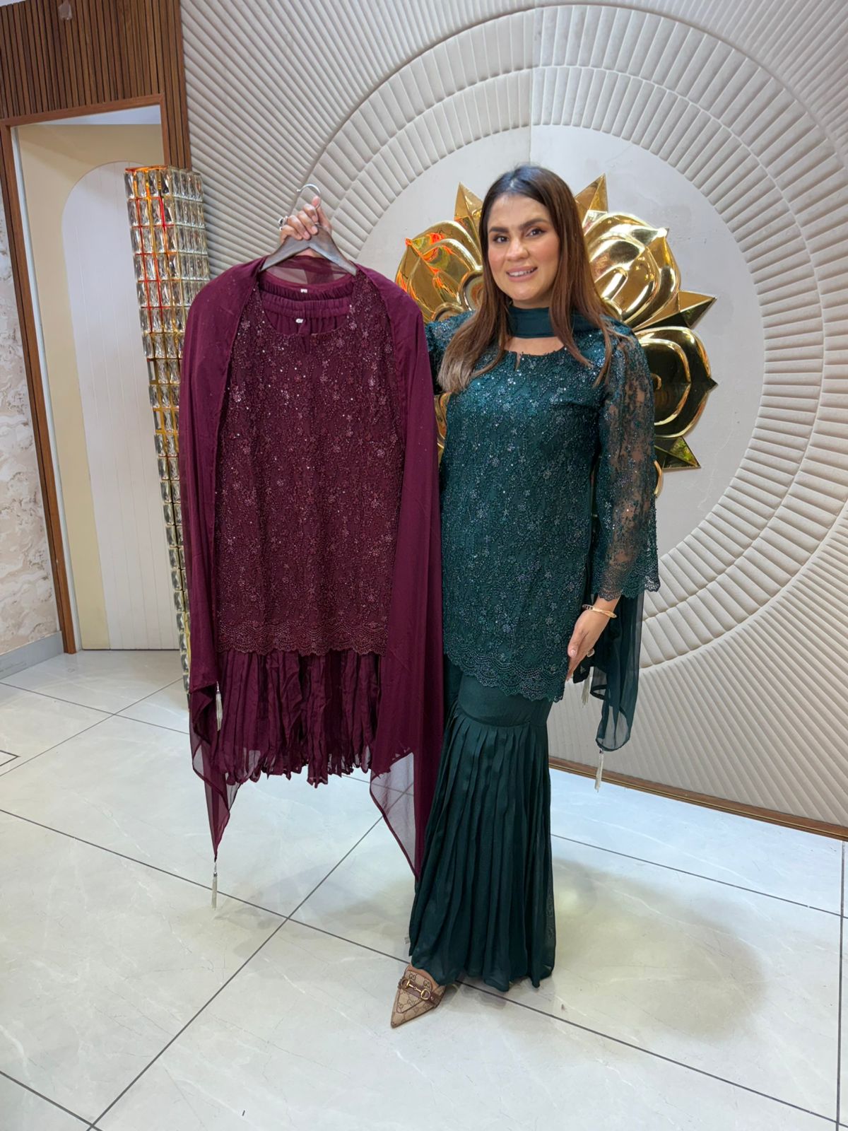 Partywear Sharara Suit With Fully Work PC1895