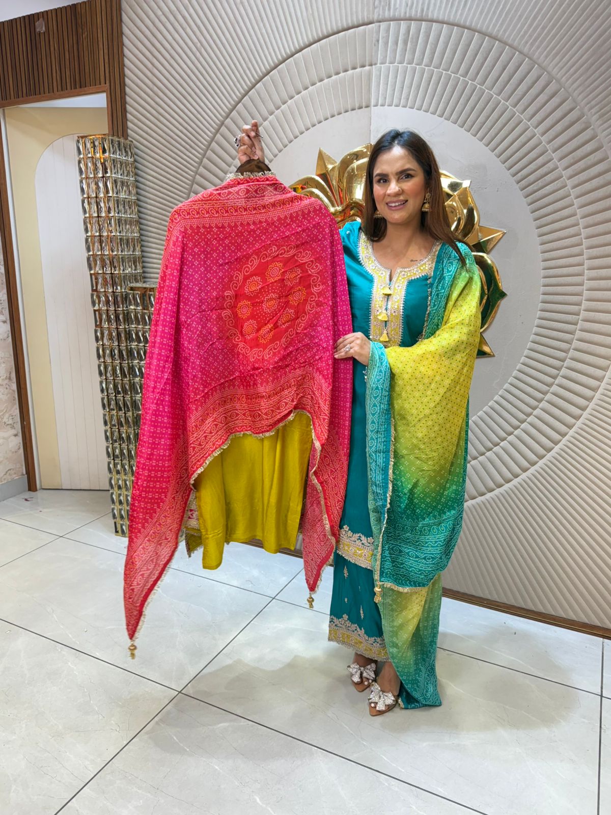 Traditional Elegance in Vibrant Bandhani Suit PC1907