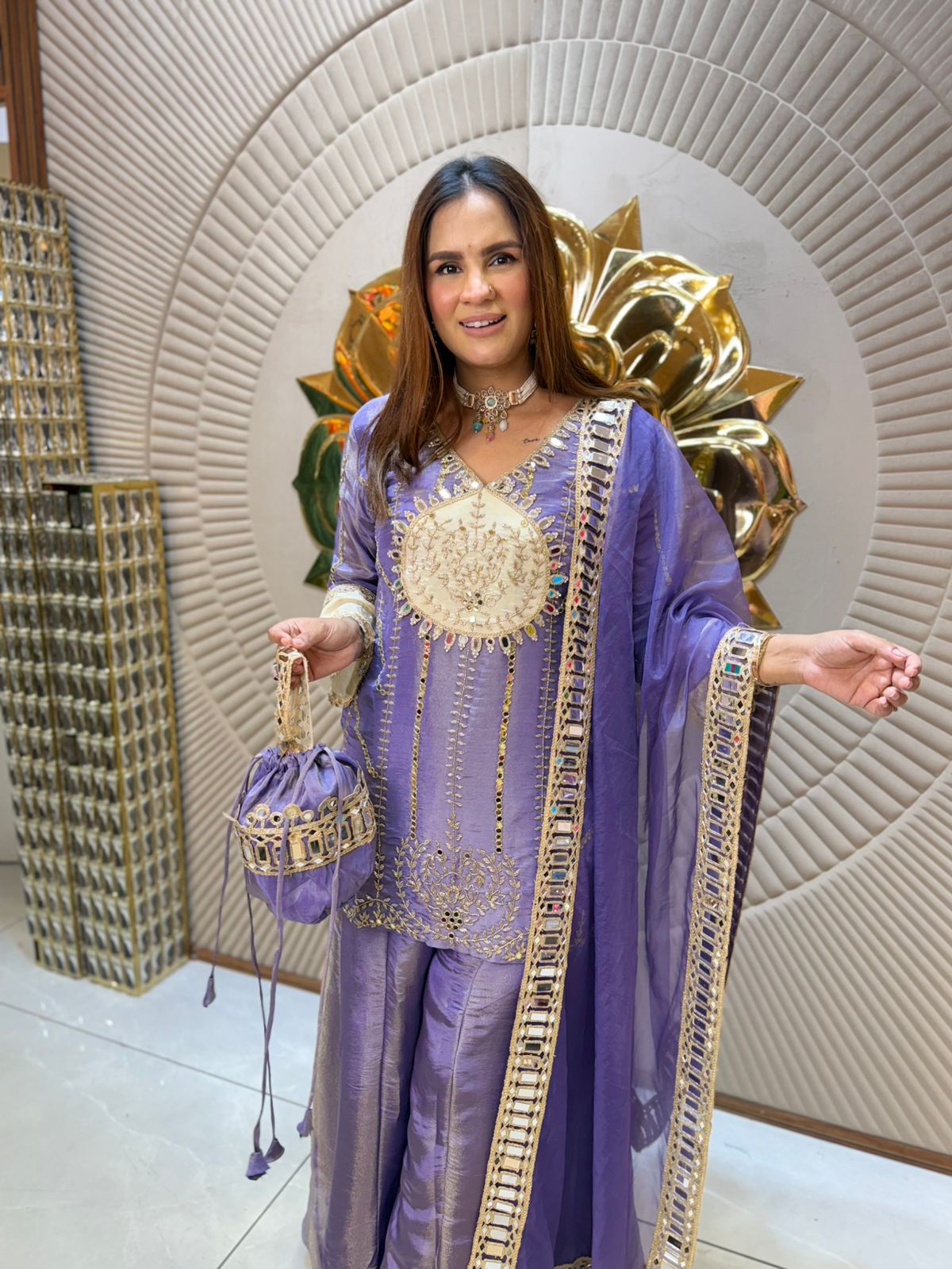 Beautiful Suit With Mirror Work PC1929