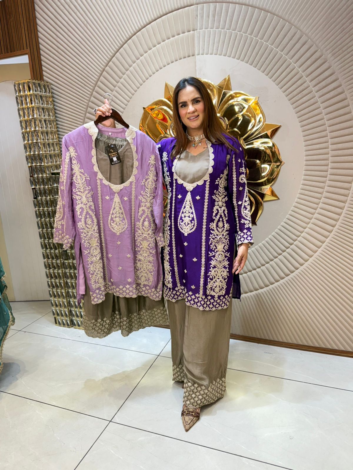 Royal Embroidered Short Frock Set – Perfect for Festive Glamour PC1919