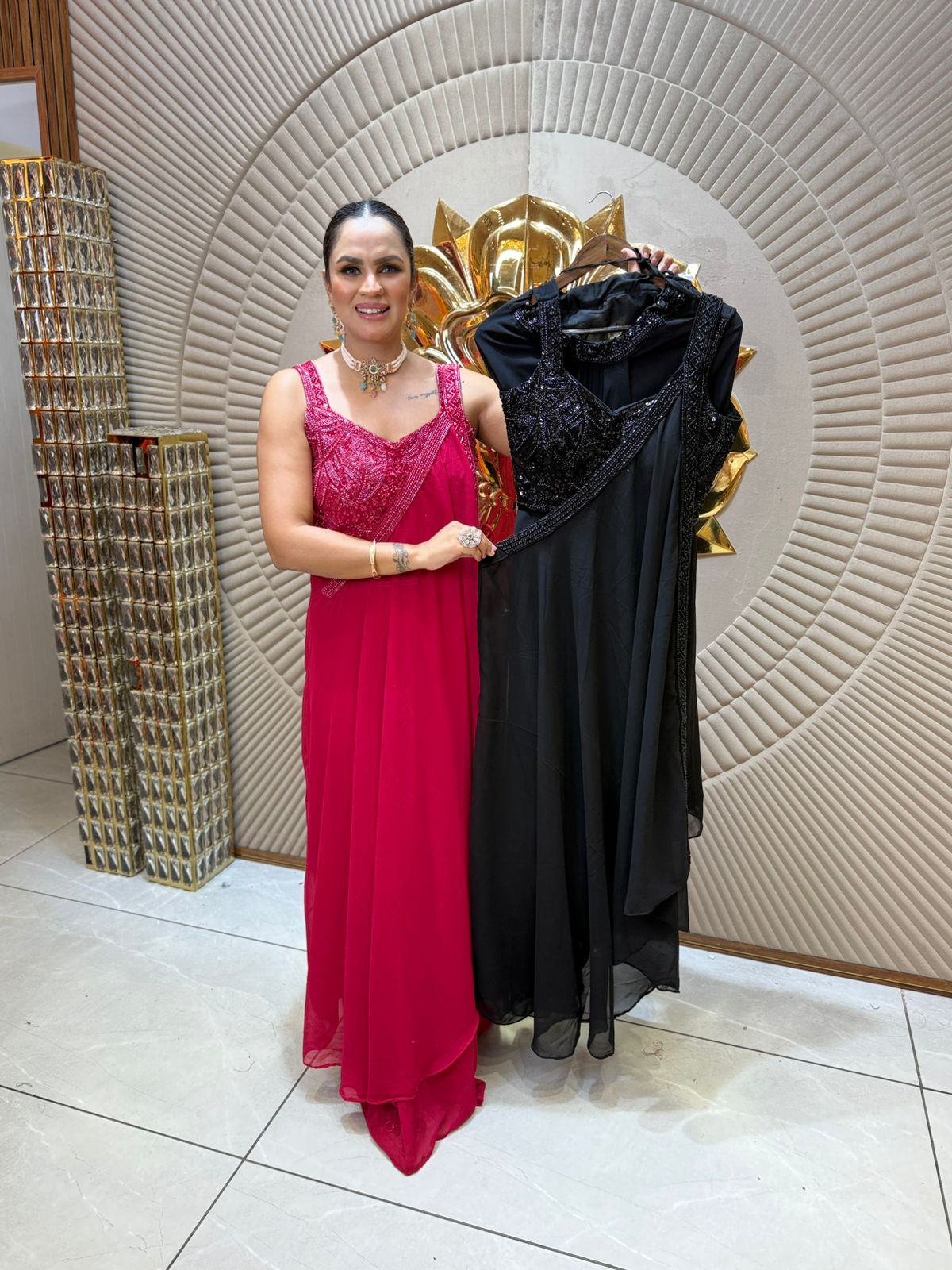 Beautiful Partywear Dress With Beats Work PC1930