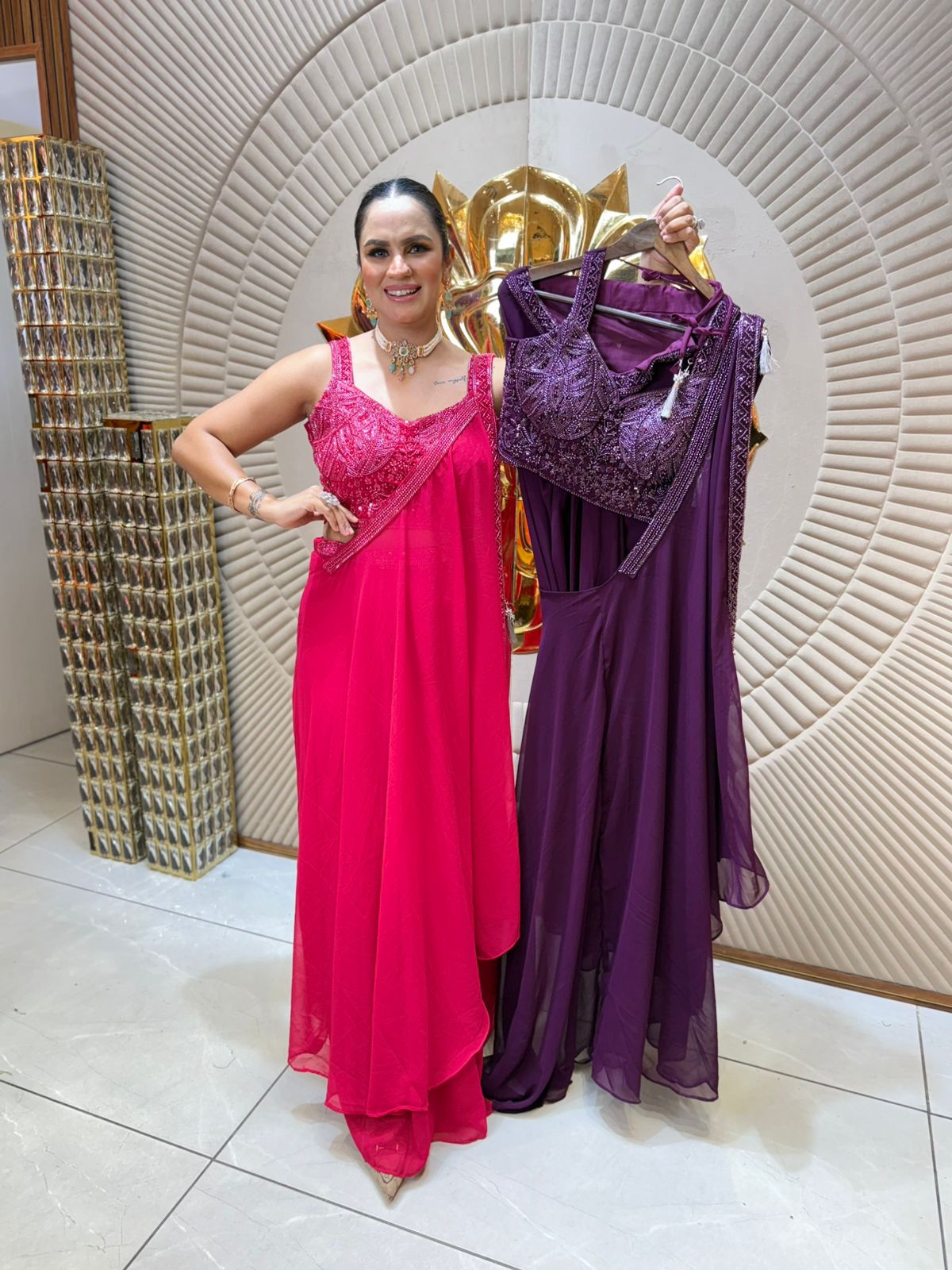 Beautiful Partywear Dress With Beats Work PC1930