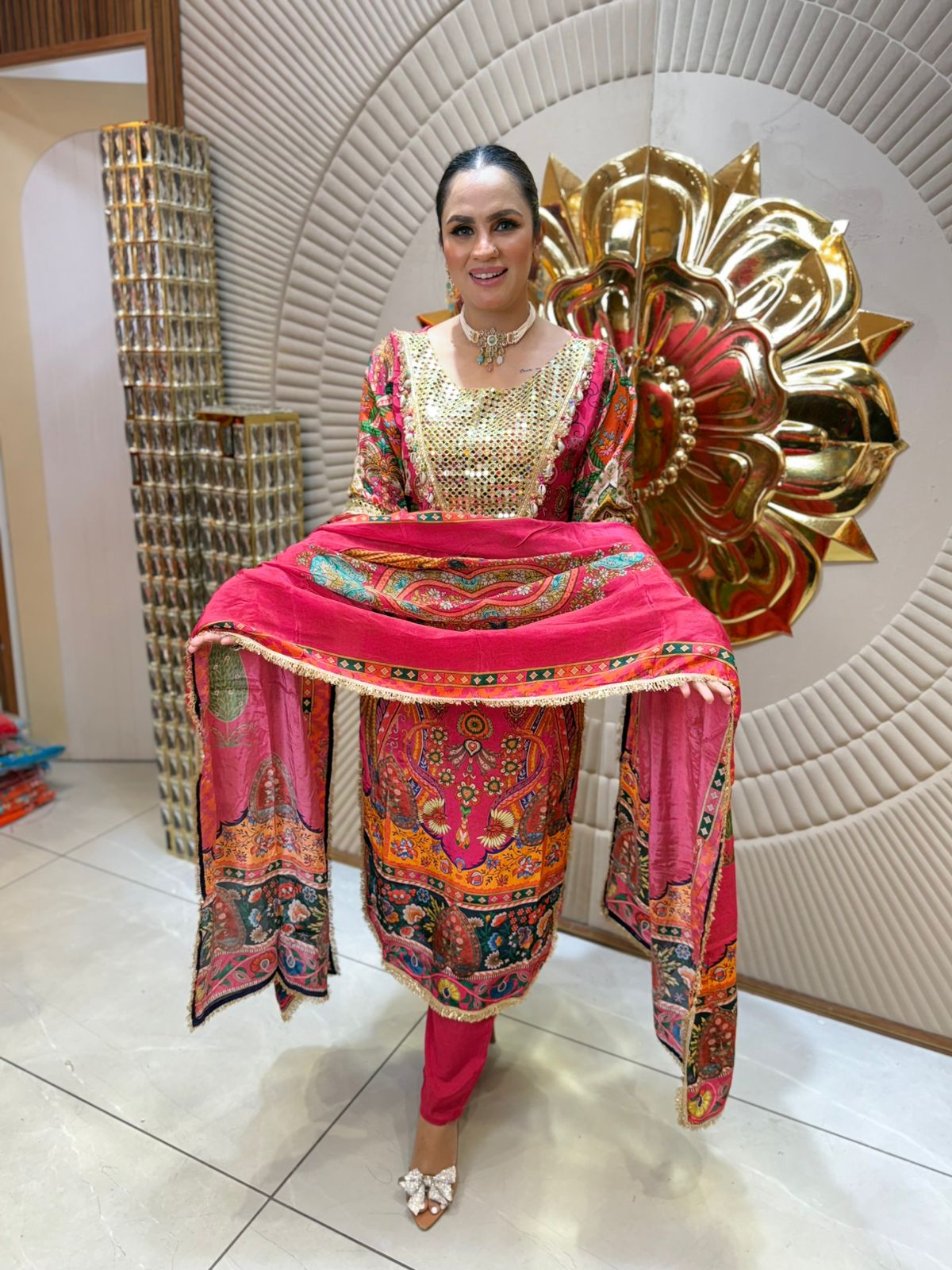 Very Pretty Digital Print Suit With Heavy Neckline PC1932