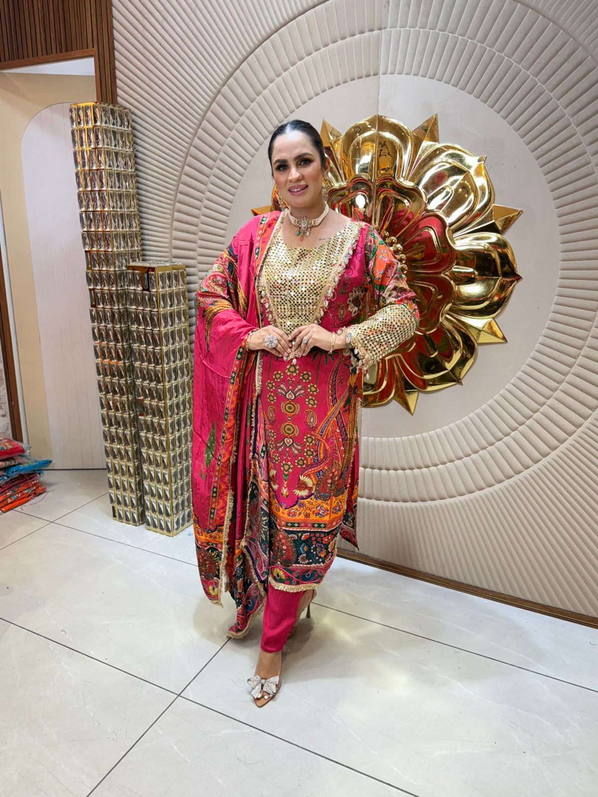 Very Pretty Digital Print Suit With Heavy Neckline PC1932