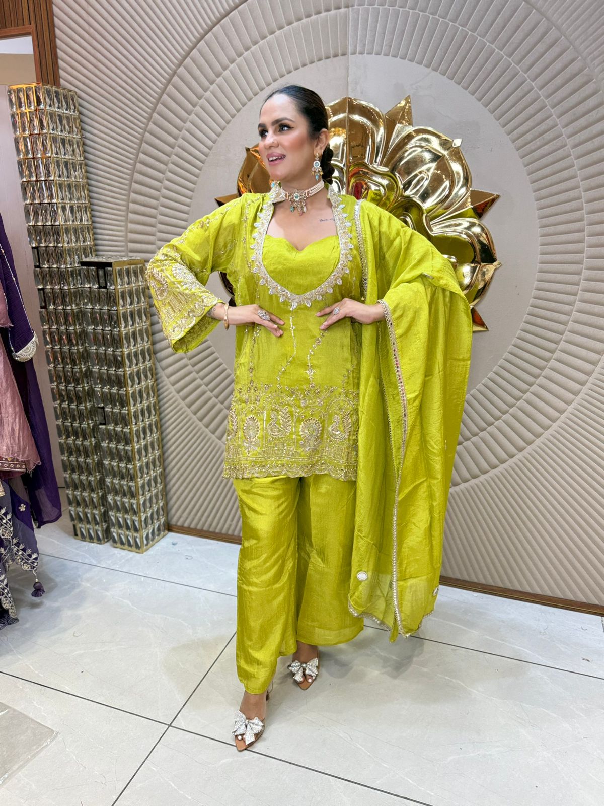 Beautiful Embroidered Suit With Bustier PC1937